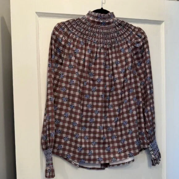 EUC Andion Amelia Blouse Ren Plaid Size S - Picture 3 of 6